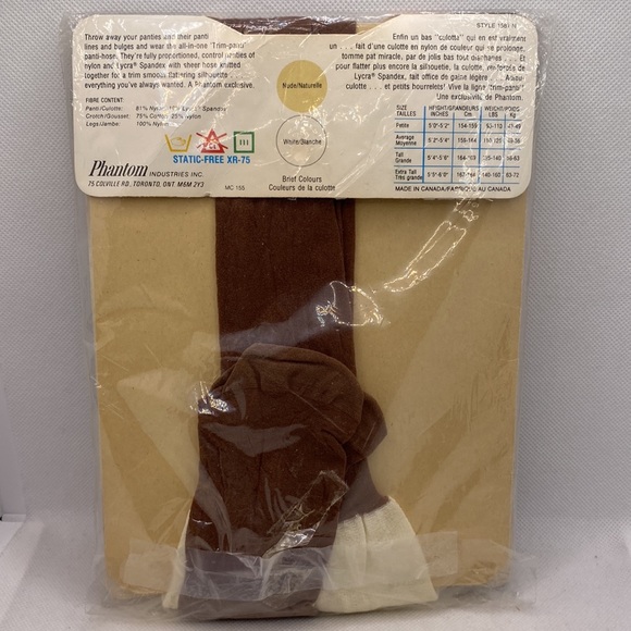 Phantom Trim-Panti Pantyhose Hint O Brown Size Tall Vintage - Picture 6 of 12